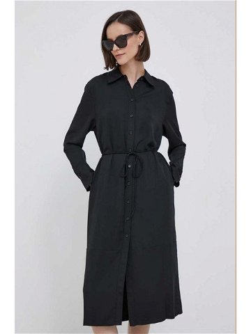 Šaty Calvin Klein černá barva midi