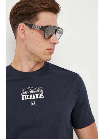Bavlněné tričko Armani Exchange tmavomodrá barva s potiskem