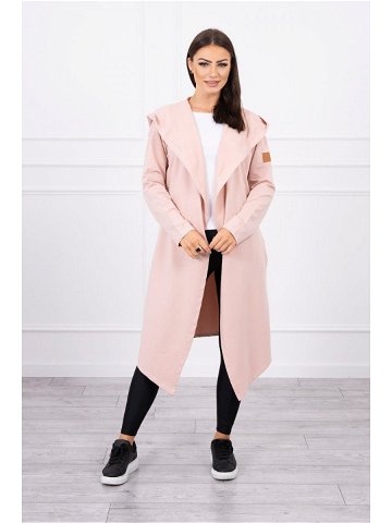 Dlouhý kabát s kapucí tmavě pudrově růžový UNI