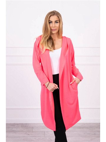 Dlouhý kabát s kapucí růžový neon UNI