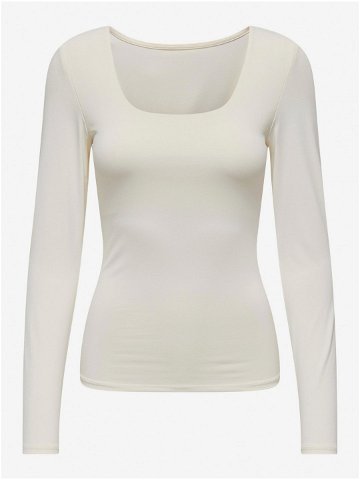 Krémové dámské basic tričko s dlouhým rukávem ONLY Lea