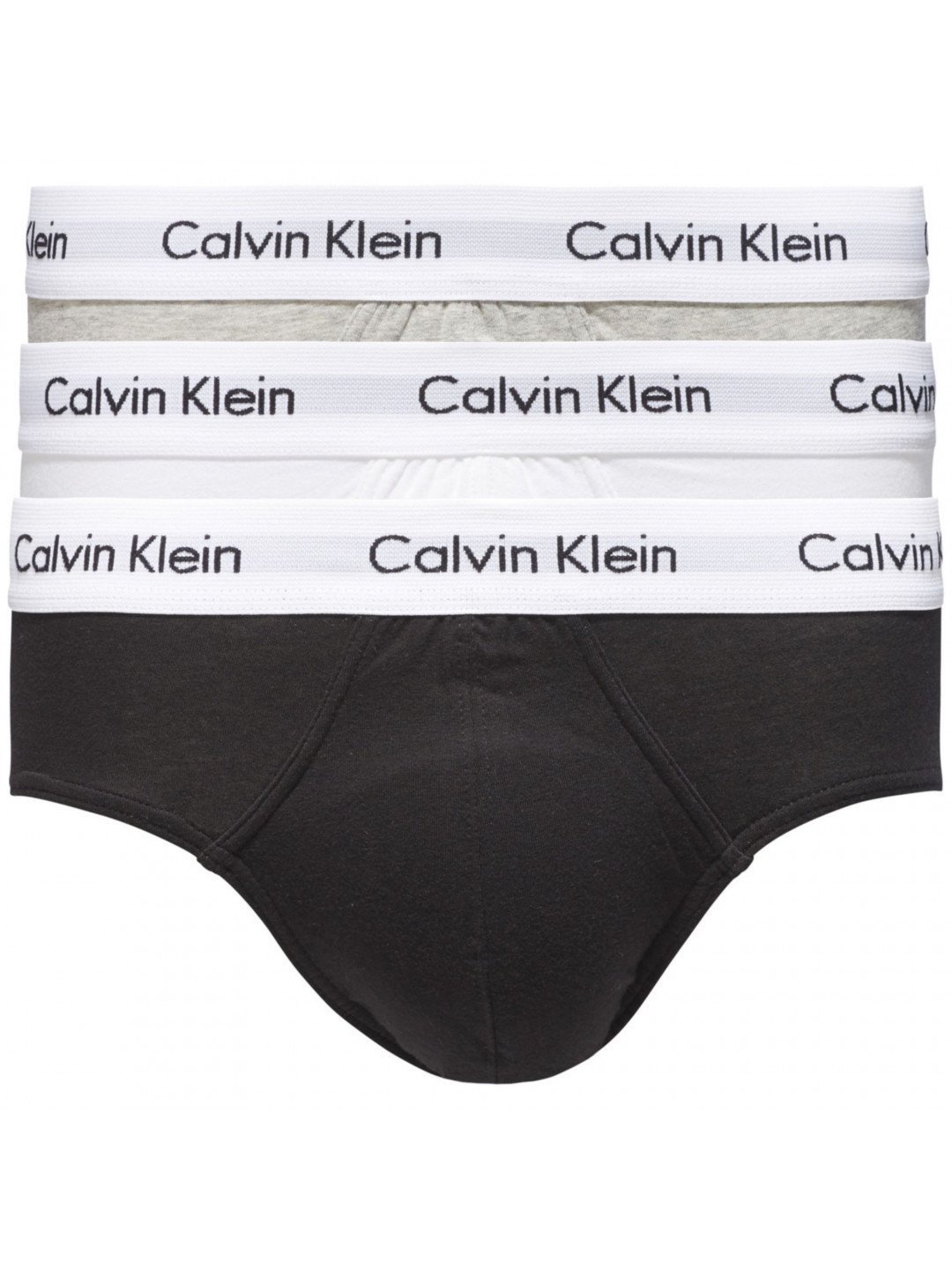 Pánské slipy 3 Pack Briefs Cotton Stretch 0000U2661G998 černá bílá šedá – Calvin Klein XL