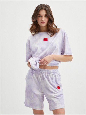 Bílo-fialová dámská batikovaná pyžamová souprava HUGO
