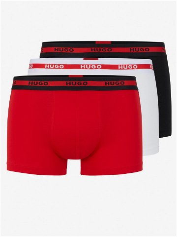 Sada tří pánských boxerek v černé červené a bílé barvě HUGO