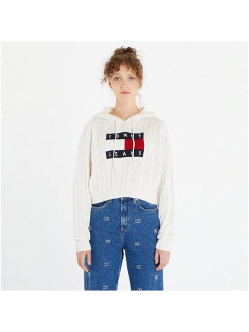 Tommy Jeans Center Flag Cable Hoodie White