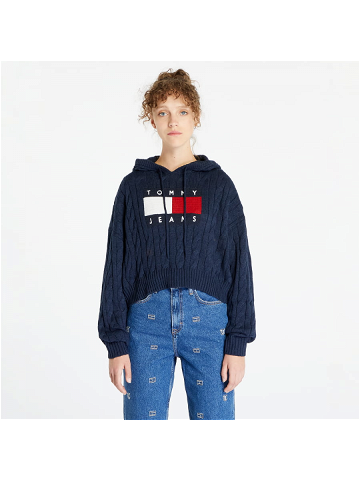 Tommy Jeans Center Flag Cable Hoodie Blue