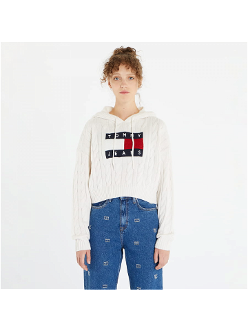 TOMMY JEANS Center Flag Cable Hoodie White