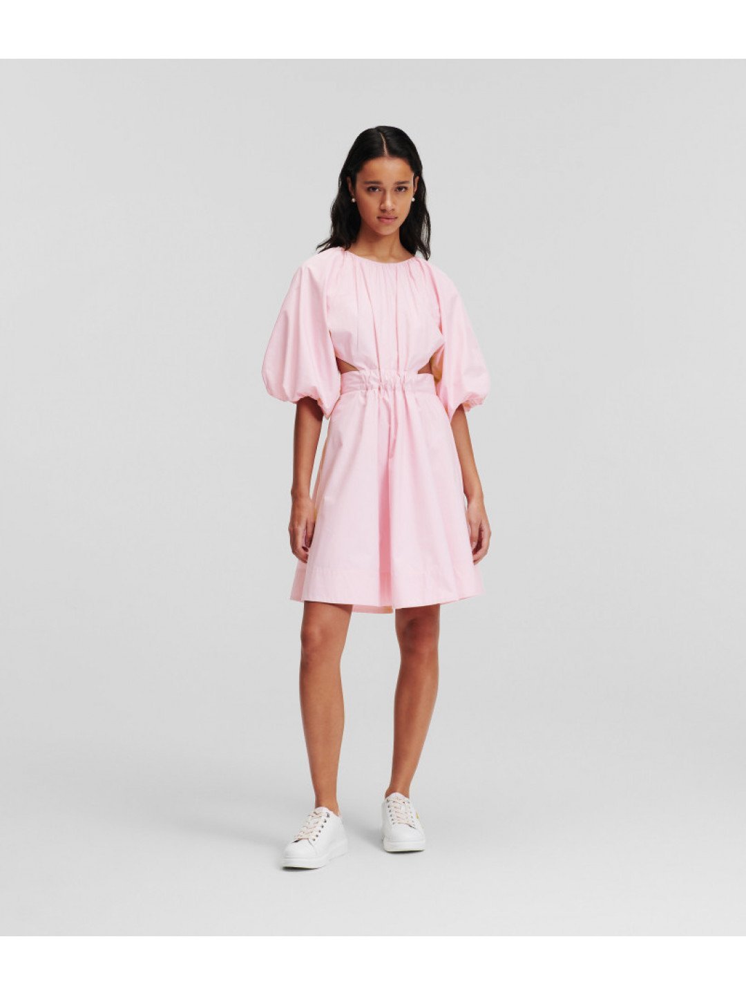 Šaty karl lagerfeld a-line puff sleeve dress růžová 44