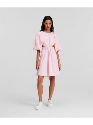 Šaty karl lagerfeld a-line puff sleeve dress růžová 44