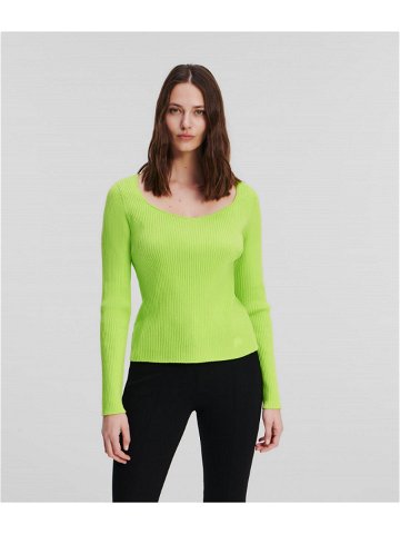 Svetr karl lagerfeld ls feminine knit top zelená xl