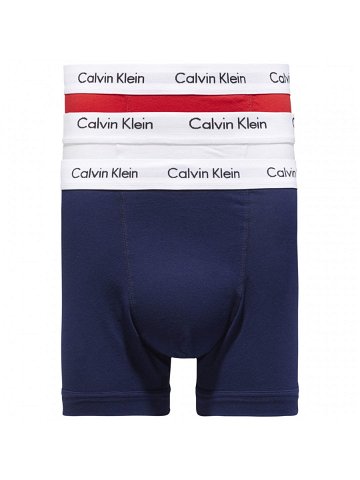 Pánské trenky 3 Pack Trunks Cotton Stretch 0000U2662GI03 bílá červená modrá – Calvin Klein L