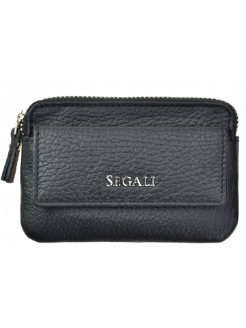SEGALI Kožená mini peněženka-klíčenka 7483 A black