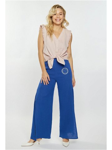 Monnari Kalhoty Dámské bavlněné kalhoty s rozparky Navy Blue S