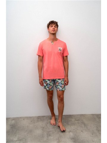 Vamp – Pohodlné dvoudílné pánské pyžamo 16670 – Vamp coral sugar M