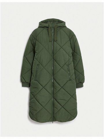 Tmavě zelený dámský recyklovaný prošívaný kabát Marks & Spencer