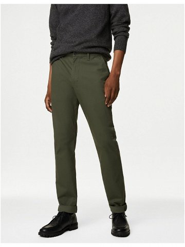 Tmavě zelené pánské chino kalhoty Marks & Spencer