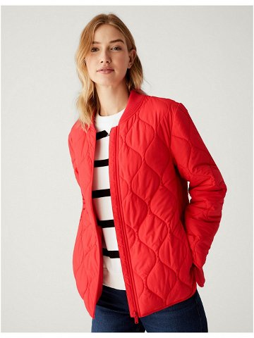 Červená dámská lehká prošívaná bunda Marks & Spencer