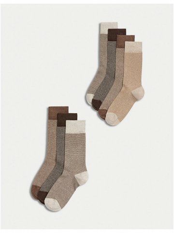 Sada sedmi párů pánských ponožek v hnědé barvě Marks & Spencer