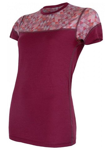 Sensor Merino Impress dámské triko kr rukáv lilla pattern