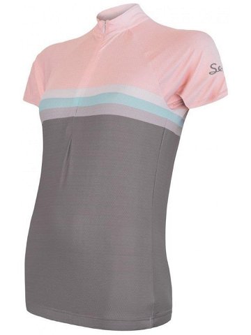 Sensor Cyklo Summer Stripe dámský dres kr rukáv šedá růžová