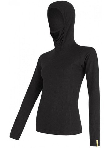 Sensor Merino Df dámské triko dl rukáv s kapucí černá
