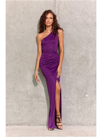 Dámské společenské šaty SUK0274 tmavě fialová třpyt – Roco Fashion tmavě fialová 38 M