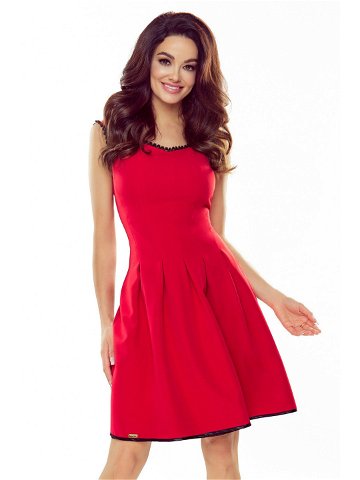 Červené rozšířené dámské šaty s krajkou ve výstřihu 452-4 XL