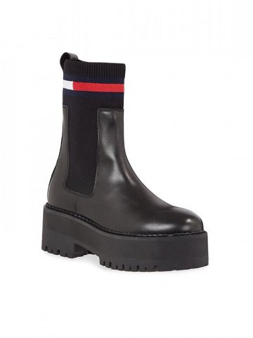 Tommy Jeans Kotníková obuv s elastickým prvkem Tjw Flatform Chelsea Sock EN0EN02301 Černá