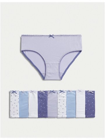 Sada deseti holčičích kalhotek v fialové bílé a modré barvě Marks & Spencer