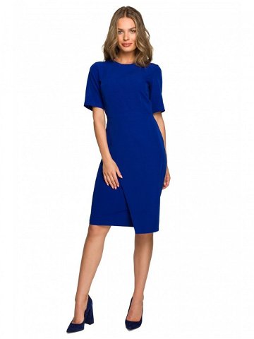 S317 Pouzdrové šaty s dvojitým předním dílem – královská modř EU XXL