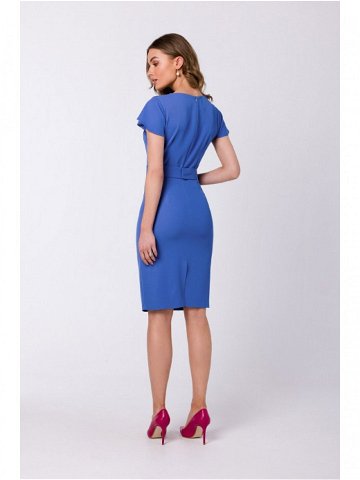 S336 Pouzdrové šaty s páskem – modré EU XXL