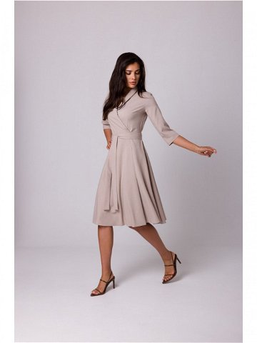 Zavinovací šaty se šálovým límcem B255 – béžové – BEwear béžová L