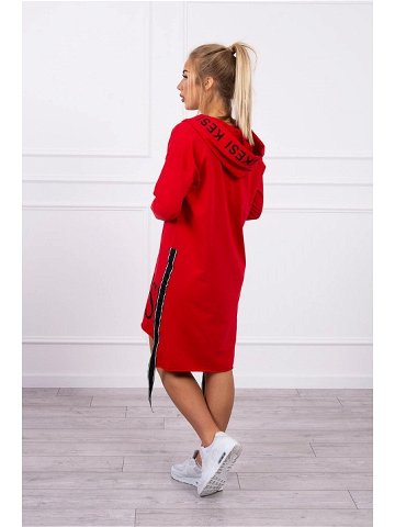Šaty s kapucí a červeným potiskem UNI