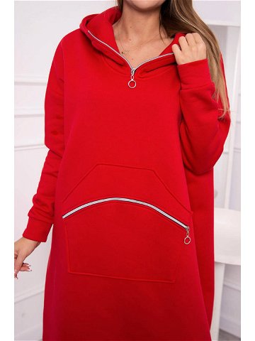 Zateplené šaty s kapucí červené UNI