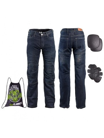Pánské moto jeansy W-TEC Pawted s nepromokavou membránou 5XL tmavě modrá