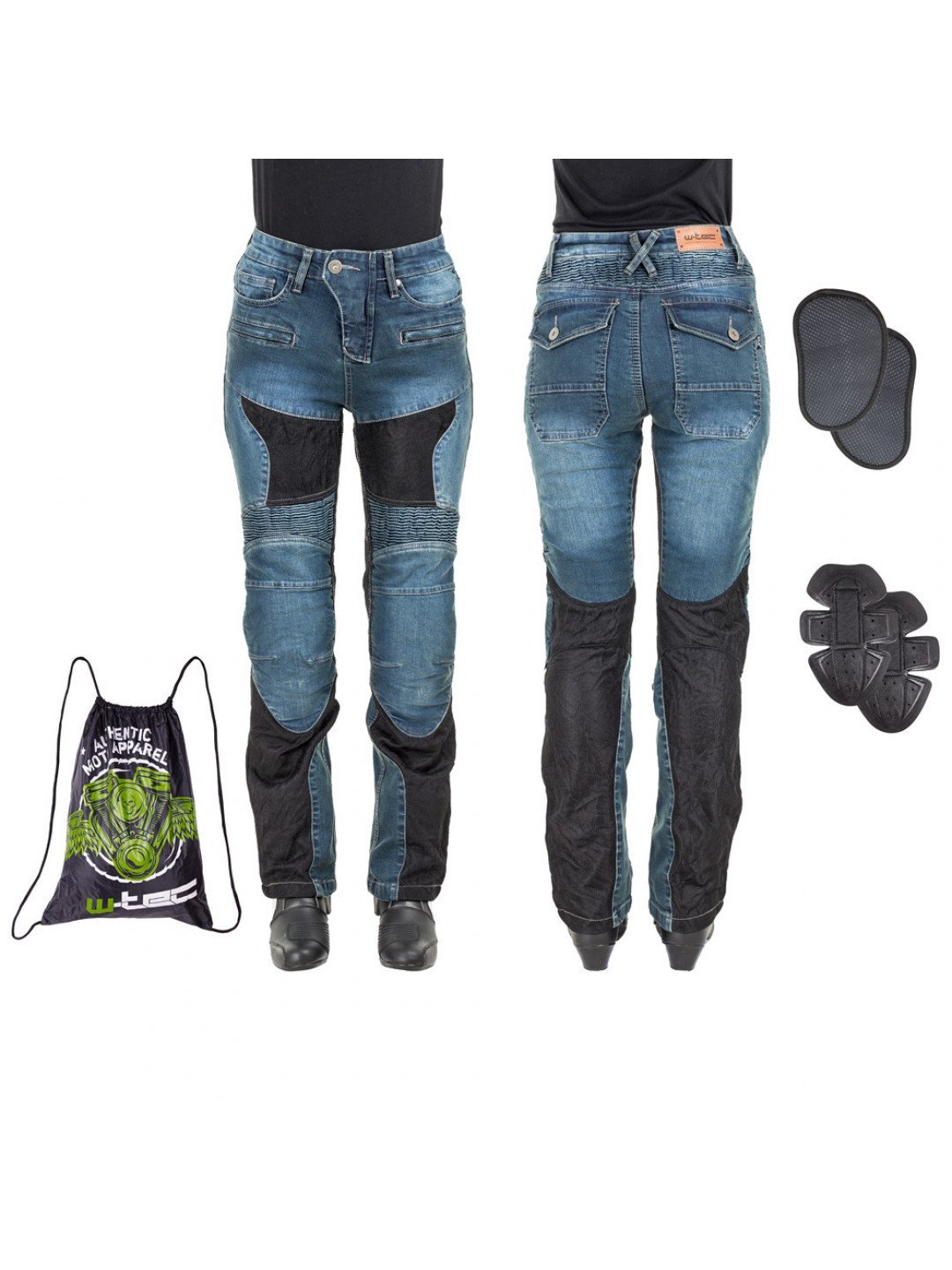 Dámské moto jeansy W-TEC Bolftyna modro-černá 3XL