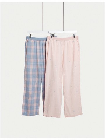 Sada dvou dámských spodních dílů pyžama v růžové a modré barvě Marks & Spencer