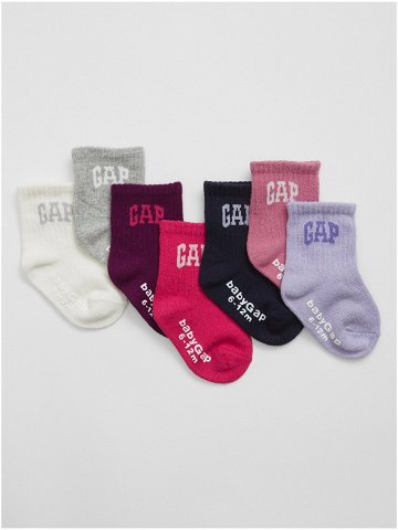 Sada sedmi párů holčičích ponožek v bílé fialové a šedé barvě Gap