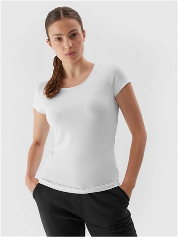 4F T-Shirt 4FAW23TTSHF0906 Bílá Slim Fit