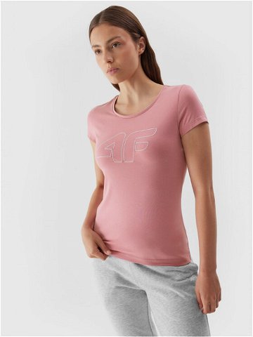 4F T-Shirt 4FAW23TTSHF0907 Růžová Slim Fit