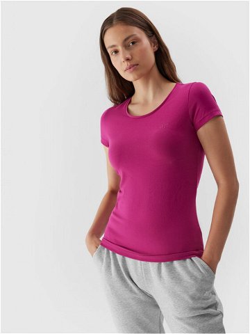 4F T-Shirt 4FAW23TTSHF0906 Růžová Slim Fit