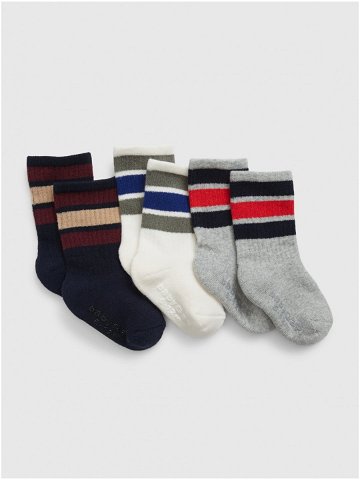 Sada tří párů dětských ponožek v šedé bílé a tmavě modré barvě GAP
