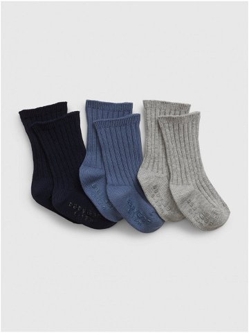 Sada tří párů dětských ponožek v černé modré a šedé barvě GAP