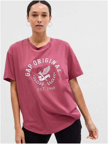 Tmavě růžové dámské tričko s potiskem GAP