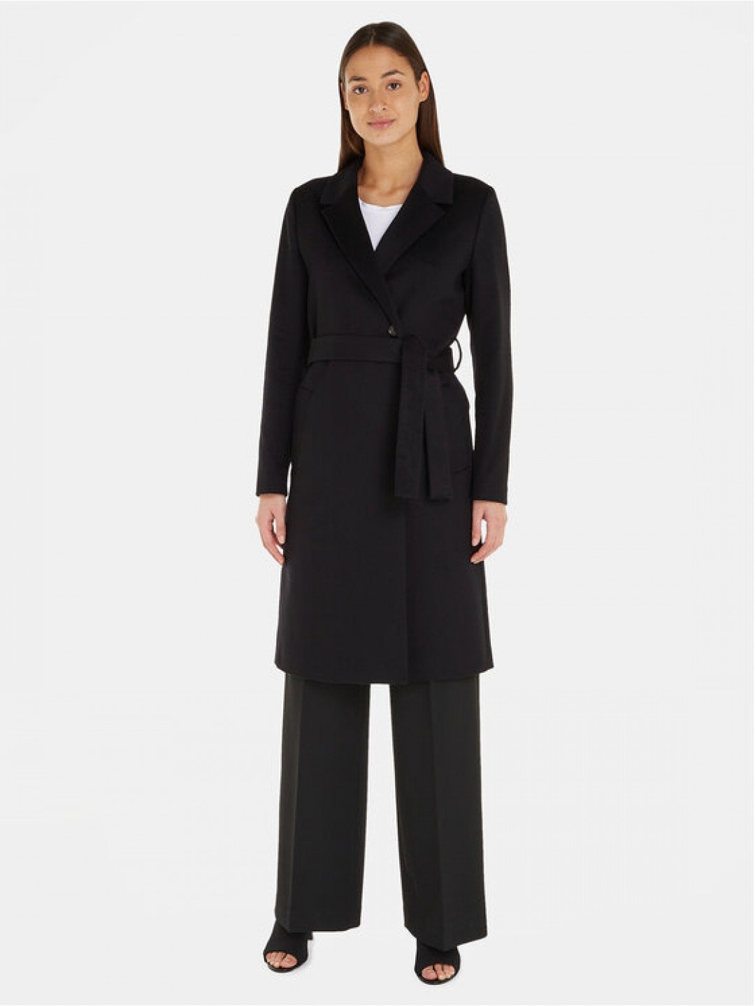 Calvin Klein Vlněný kabát Essential K20K205937 Černá Regular Fit