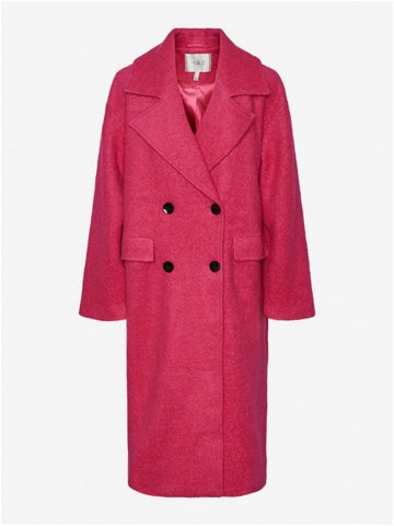 Tmavě růžový dámský kabát s příměsí vlny Y A S Mila