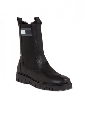 Tommy Jeans Kotníková obuv s elastickým prvkem Tjw Warmlined Chelsea Boot EN0EN02313 Černá
