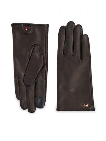Tommy Hilfiger Dámské rukavice Essential Flag Leather Gloves AW0AW15360 Černá