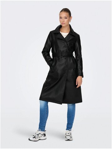 Černý dámský koženkový kabát JDY Vicos