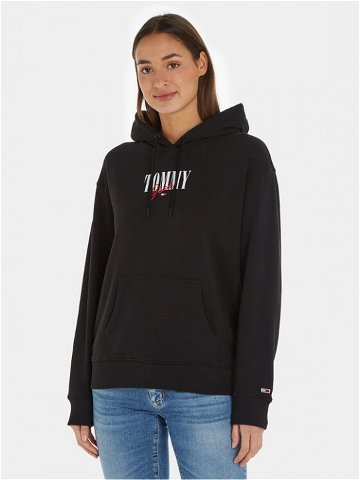 Tommy Jeans Mikina Essential Logo 1 DW0DW16397 Černá Relaxed Fit